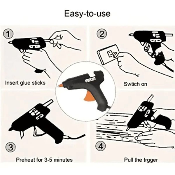 Hot Melt Glue Gun Kit for Quick Repairs with Free 02 Glue Sticks