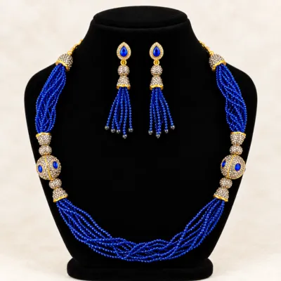 Premium Turkish Crystal & Antique Ball Necklace Set