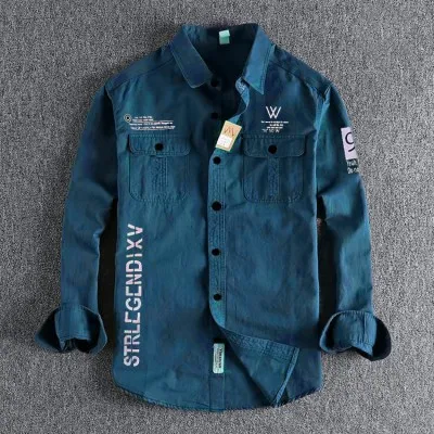 Men's Semi-Fit Cotton Shirt with Print, Sizes M, L and XL
