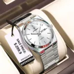POEDAGAR 930 Men's New Luxury Luminous Date Week Stainless Steel Quartz Watch For Men (Butterfly Lock)