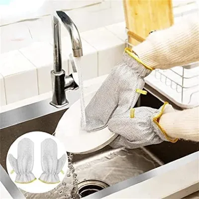 Silicon Dish Washing Kitchen Hand Gloves 1 Pair