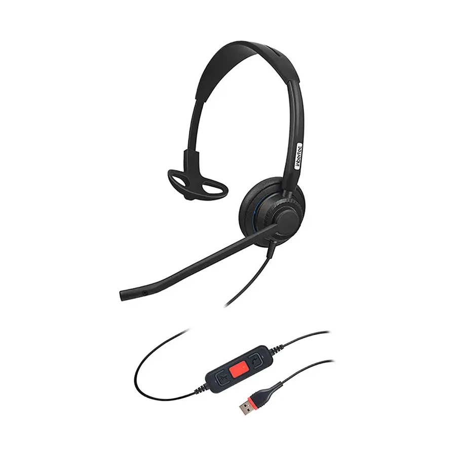 Inbertec UB815M Mono Wired USB Noise Cancelling Headset Black