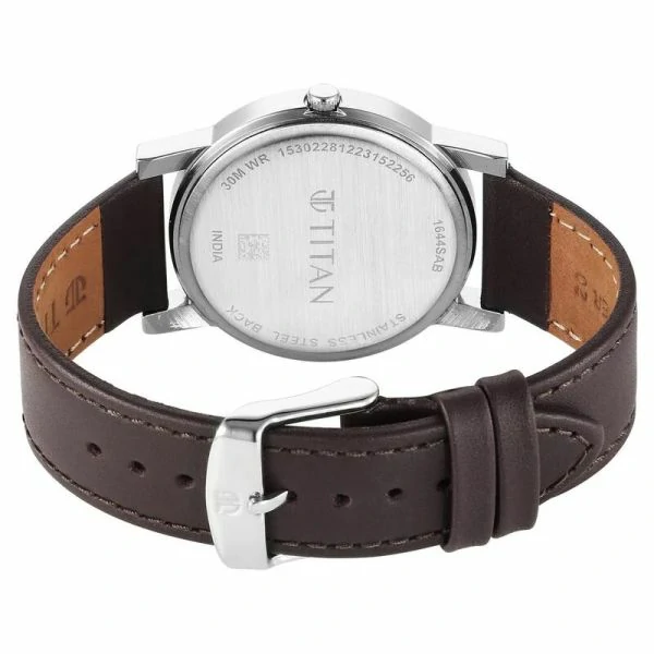 Titan Karishma Zing Quartz Analog Brown Dial Leather Strap Watch For Men (1644SL01)