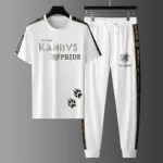 Men's Printed Half Sleeve Mesh T-Shirt with Full Pant, Single Colour