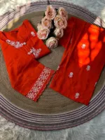 Women's Pure Cotton Floral Embroidered Co-Ord Set, 3 Colours