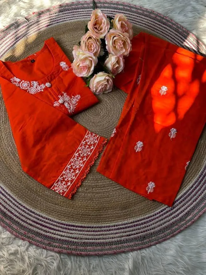 Women's Pure Cotton Floral Embroidered Co-Ord Set, 3 Colours