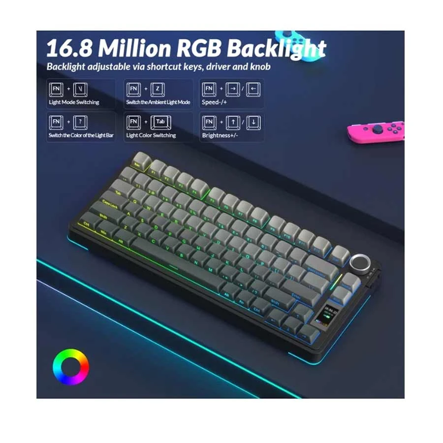 Aula S75 Pro Tri Mode RGB Hot Swap Mechanical Keyboard Gradient Gray