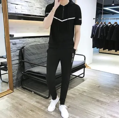 Men's Pure Cotton T-Shirt and Trouser Set, 200 GSM Tee, 3 Colours