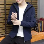 Men's Bonded Fabric Hoodie with Waterproof Zipper, 260 GSM