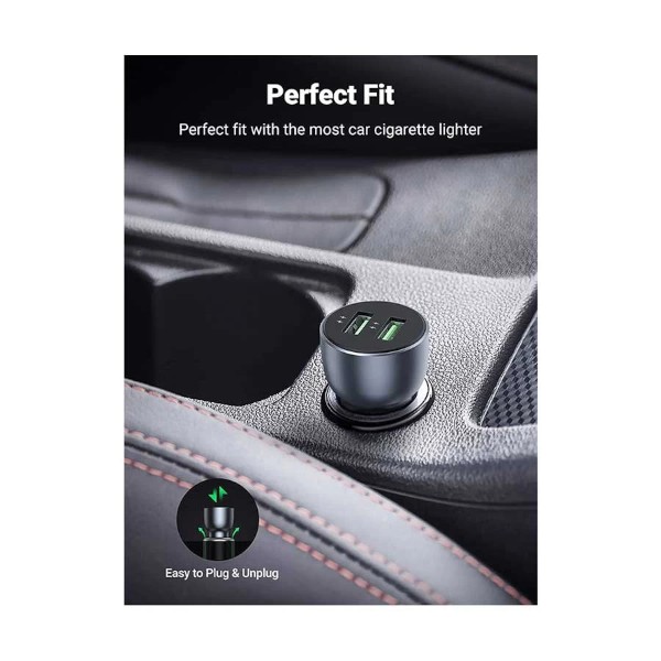 Ugreen CD213 36W Two USB Ports QC 3.0 Dark Blue Car Charger
