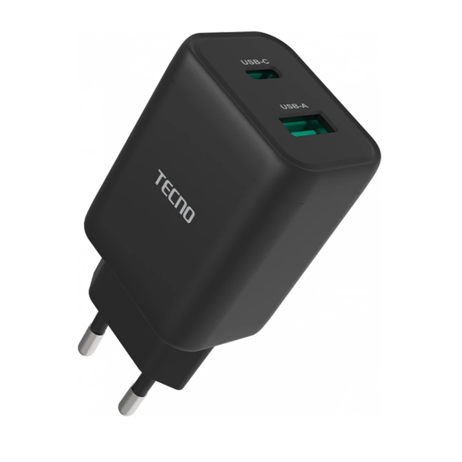 Tecno TCW-U30D 33W USB & USB-C Charger Black (EU)
