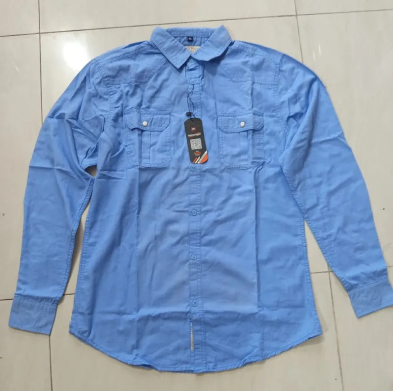 Double Pocket  shirt for men(sky)