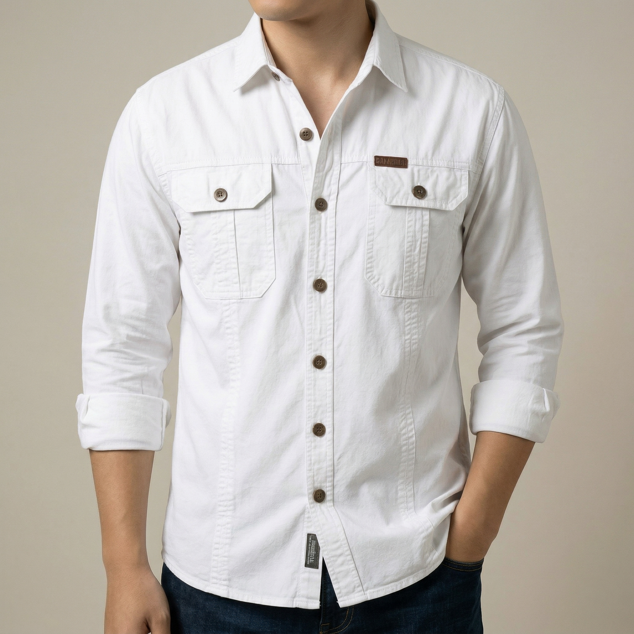 Full sleeves double pocket panel Shirt