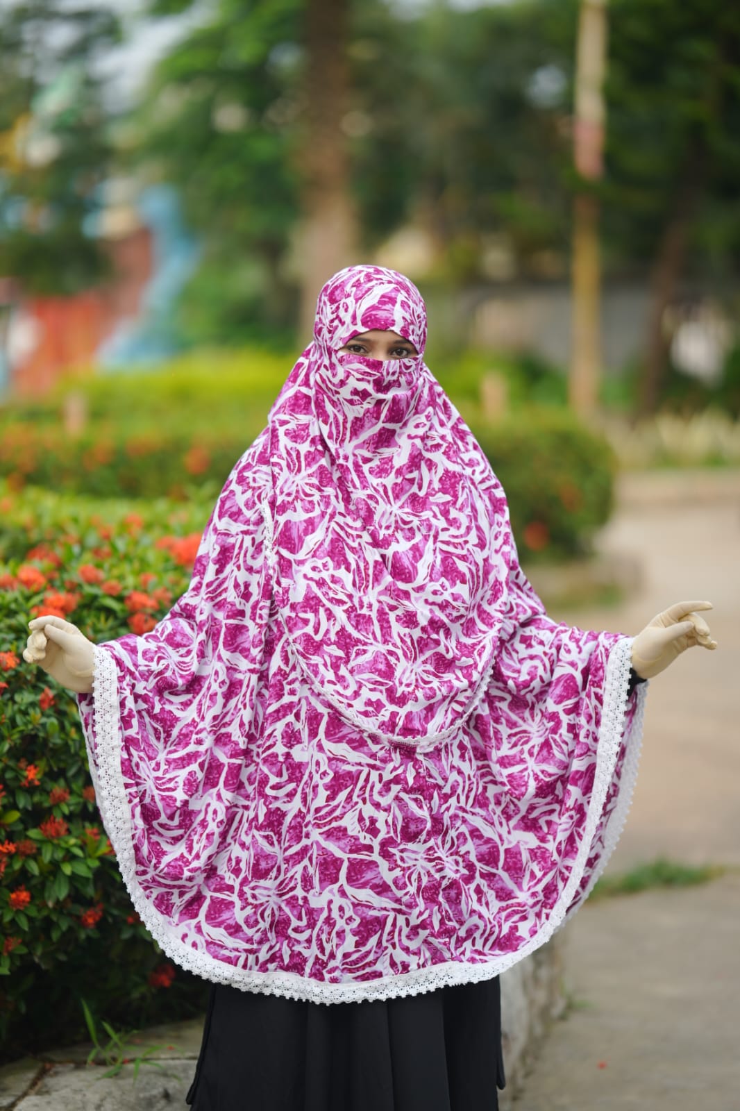 Cotton Hijab with Niqab in Viscose Cotton, Front 45 Inch, 6 Colours