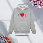 Premium Comfortable (Love Heart bit-Gray) Ladies winter hoodie