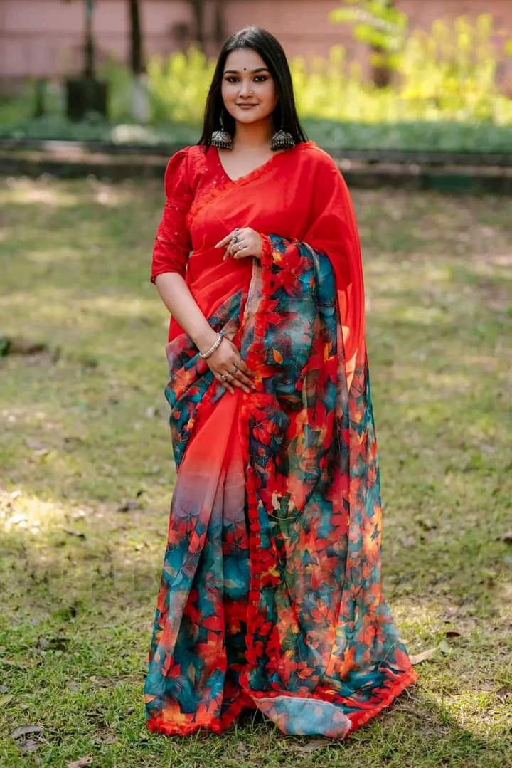 Chanderi Silk Saree, Digital Print Design, Only Saree, 4 Colours