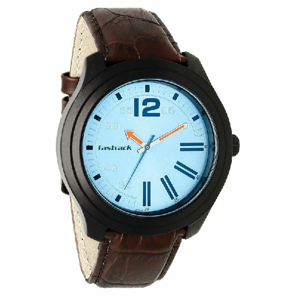 Fastrack NP3198AL02 Road Trip Quartz Analog Blue Dial Leather Strap Watch