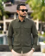 Men's Kaiser Cotton Double Pocket Full Sleeve Shirt, Size M