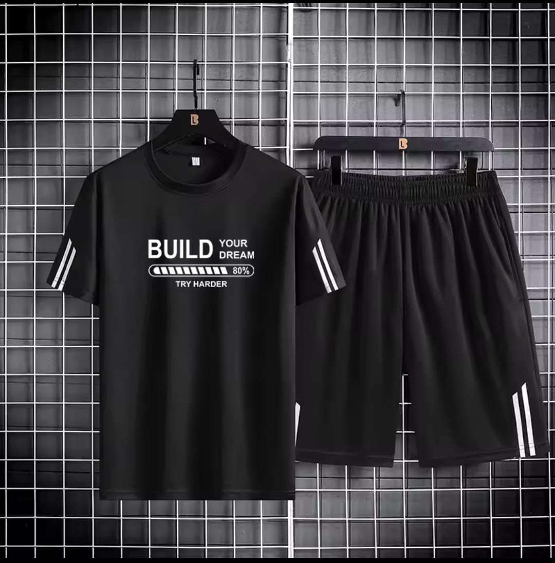 Men's Mesh T-Shirt with Short Pant, 160 GSM Two-Piece, 6 Colours