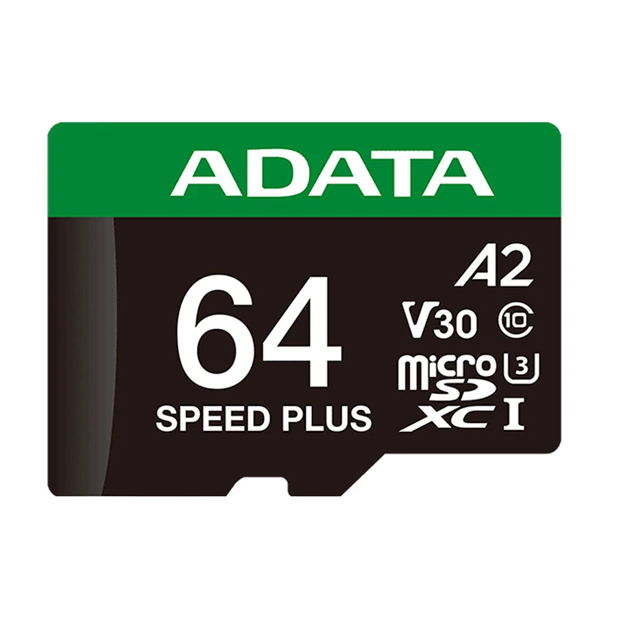 ADATA Speed Plus 64GB MicroSDXC UHS-I U3 V30 A2 Memory Card + Adapter