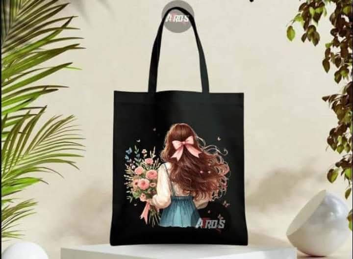 Printed Canvas Tote Bag for College and Shopping, 6 Colours