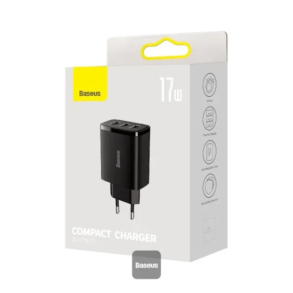 Baseus Compact Charger 3U 17W EU Black