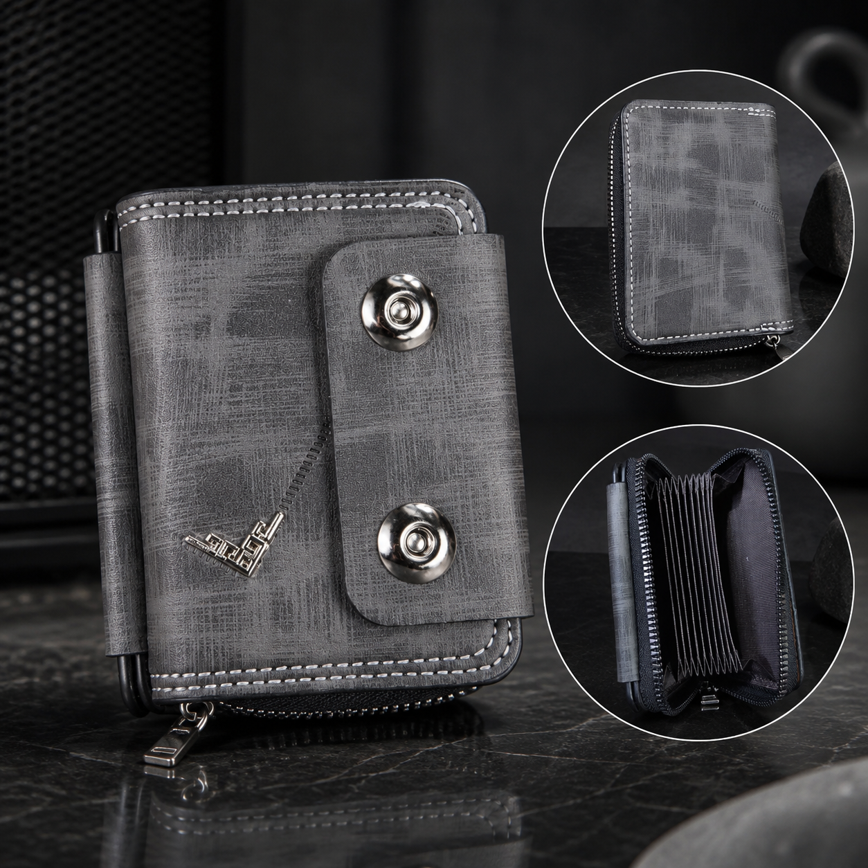 Multi-Compartment Zipper Wallet for Men