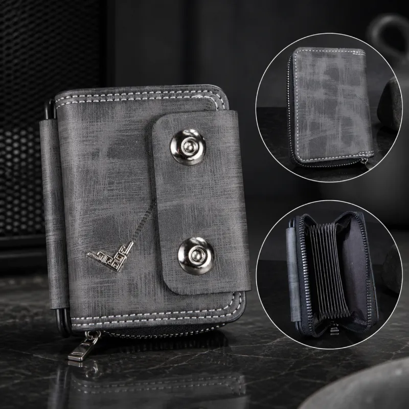 Multi-Compartment Zipper Wallet for Men