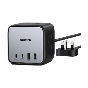 Ugreen CD268 Dual USB-C & Tri AC Outlet Metallic Desktop Charging Station (3 Pin, UK)