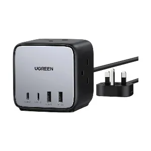 Ugreen CD268 Dual USB-C & Tri AC Outlet Metallic Desktop Charging Station (3 Pin, UK)
