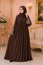 Kuchi Design Embroidery Borka in Cherry Fabric, Borka Only