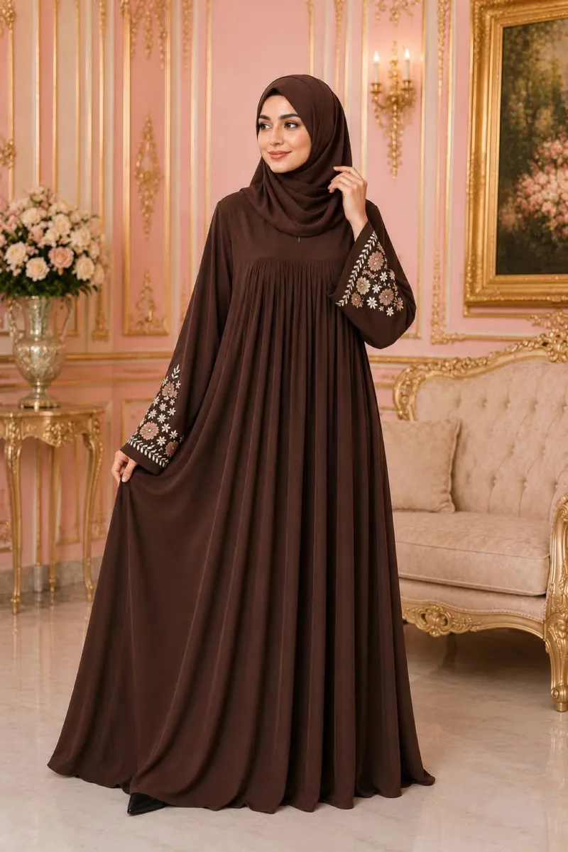 Kuchi Design Embroidery Borka in Cherry Fabric, Borka Only