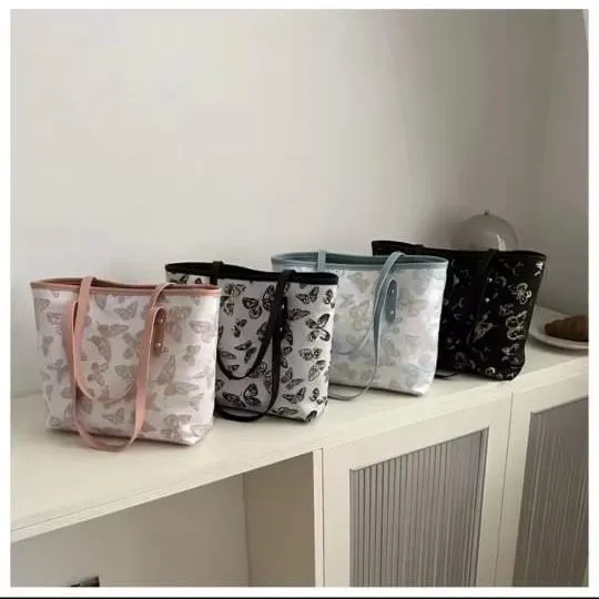 Ladies Butterfly Printed Tote Bag, 6 Colours