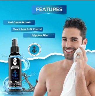 Muuchstac Ocean Face Wash for Men with Menthol, 100ml