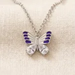Fantasy Colorful Acrylic Butterfly Pendant Necklace  For Womens
