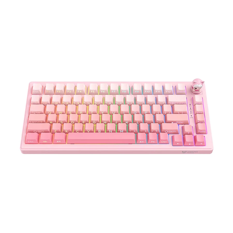 Onikuma MT707 Tri Mode Hot Swap Mint Switch Gasket Keyboard Pink