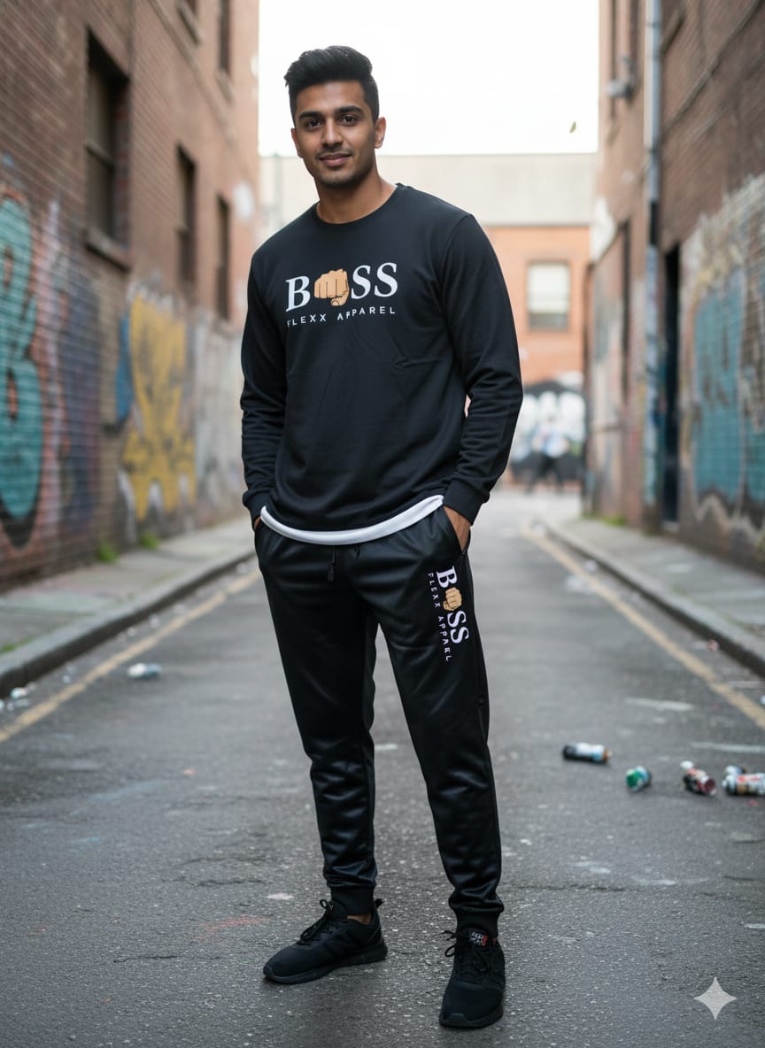 Men's Full Sleeve Mesh Tee and Trouser Set, Sizes L and XL