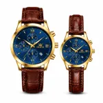 OLEVS Premium Luxury Leather Strap Couple Watch