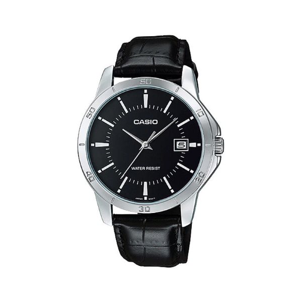 Casio MTP-V004L-1AUDF Date Black Leather Belt Watch for Men