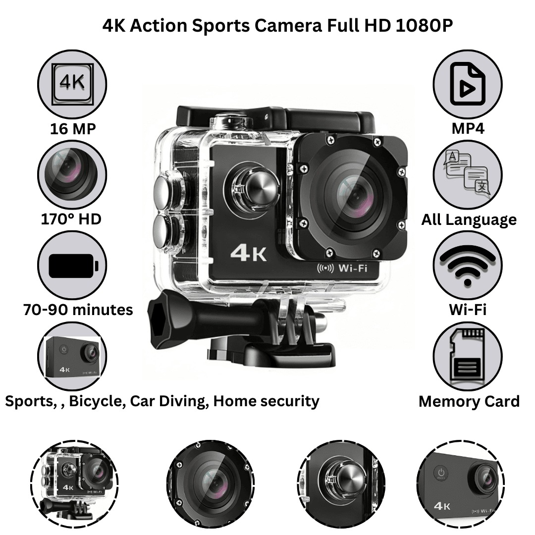 4K SPORTS ULTRA HD DV 30M Action Camera- Trendy Tech