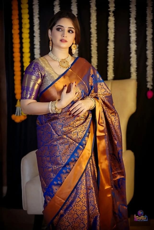 Kanjivaram Silk Saree with Running Blouse, 13+ Haath, 4 Colours