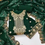 Women's Half-Stitched Georgette Four Piece Set, Full Body Embroidery