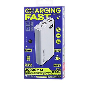 Remax RPP-292 20000mAh 22.5W PD+QC পাওয়ার ব্যাঙ্ক - সাদা রঙ