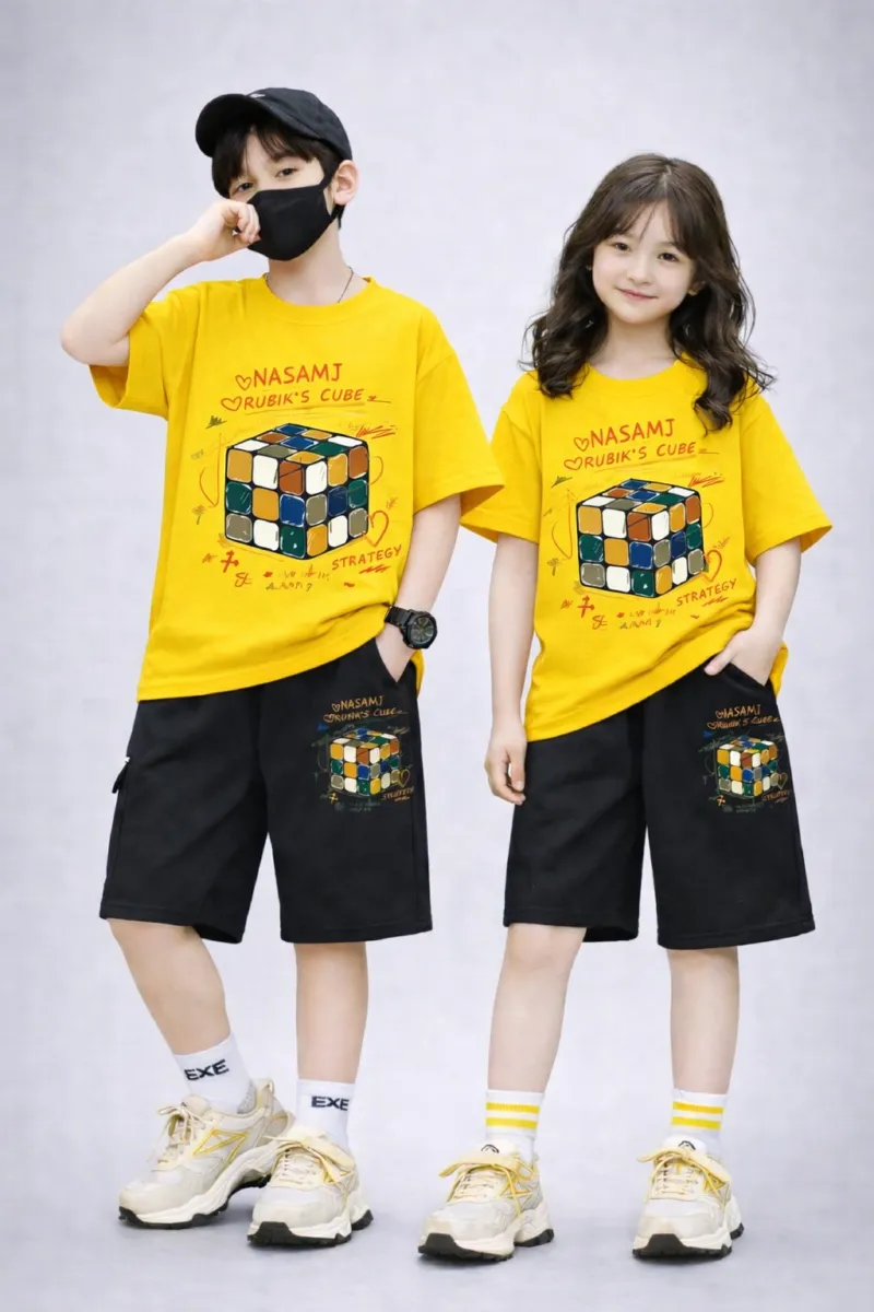 Kids' Drop Shoulder Printed Tee and Pant Set, 6 Colours
