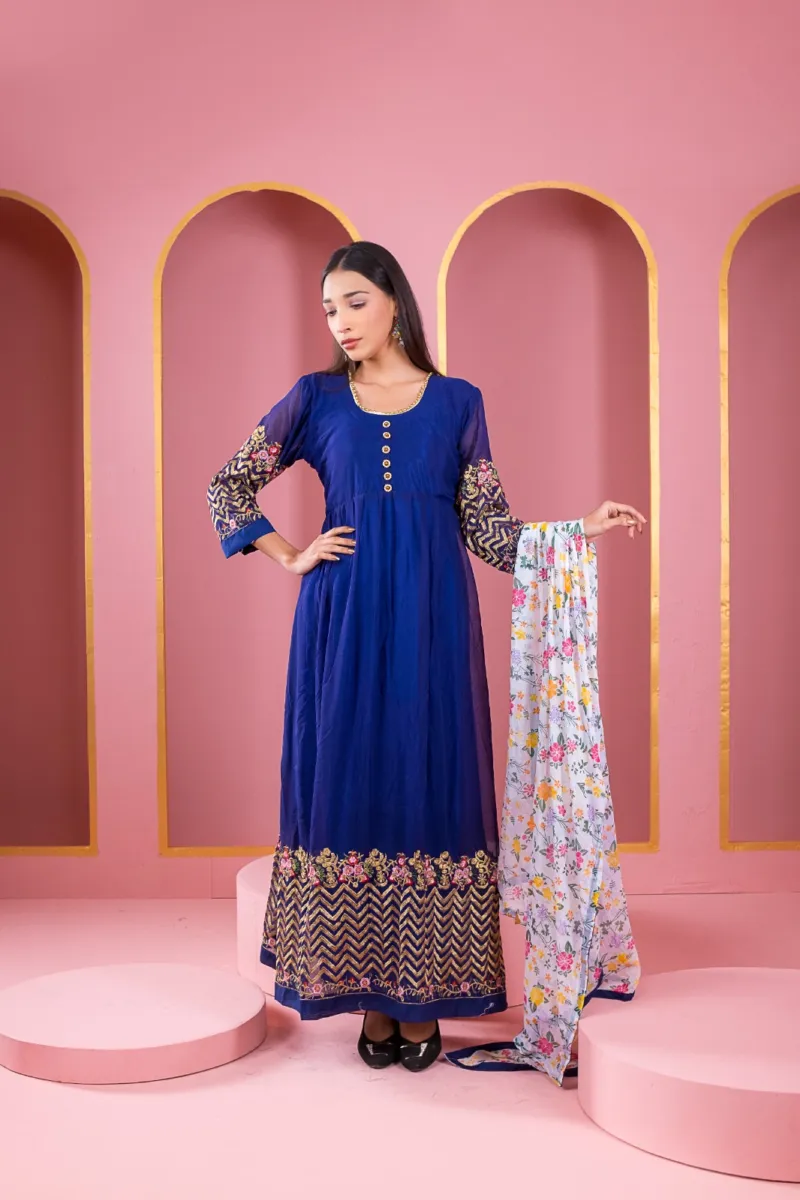 Georgette Embroidered Lehenga Party Dress, Free Size to 46, 6 Colours