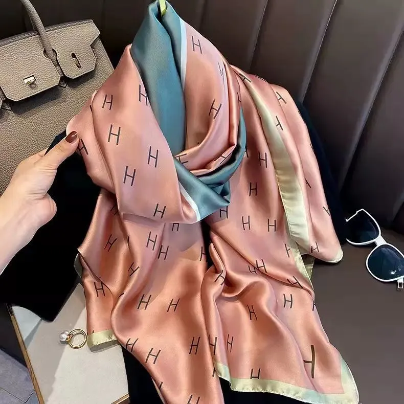 Printed Satin Silk Scarf for Neck, Hijab, Shawl or Bag