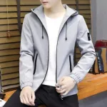 Men's Bonded Fabric Hoodie with Waterproof Zipper, 260 GSM