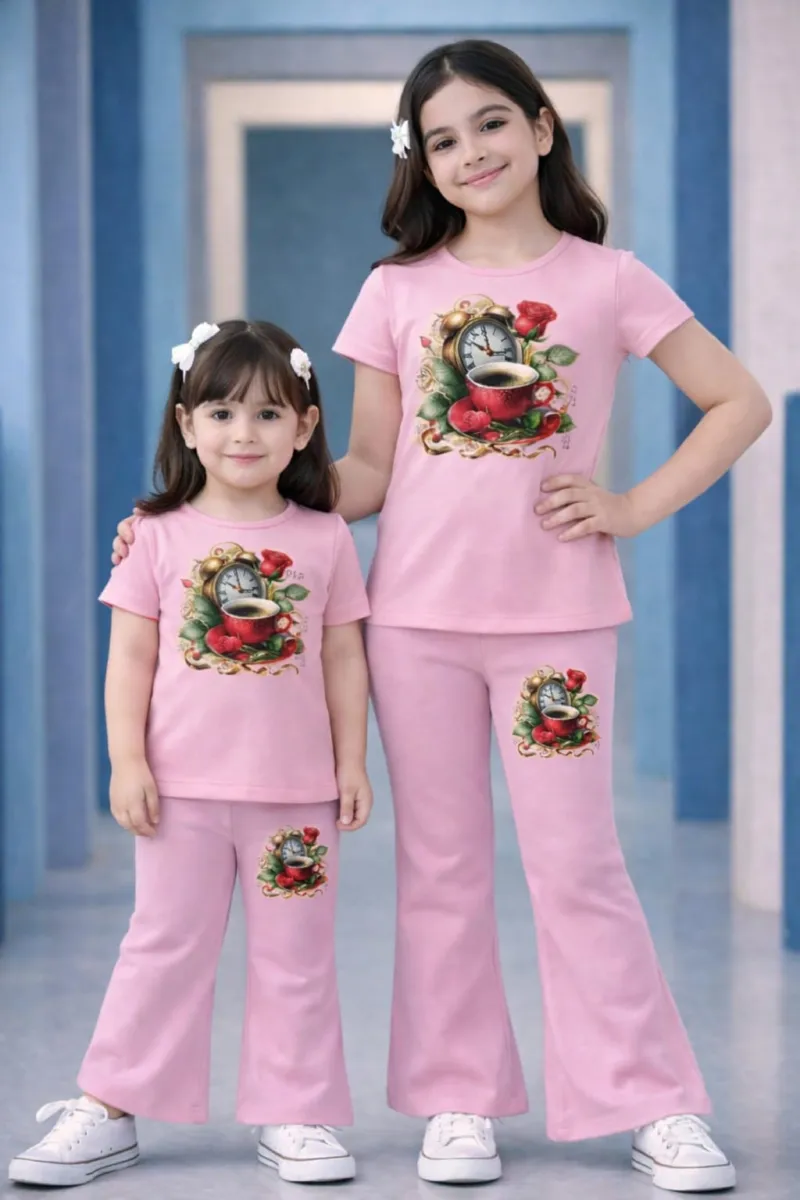 Kids' Half Sleeve Cotton T-Shirt and Pant Set, 160-170 GSM