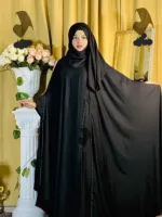 Lace Work Abaya with Inner, Koti and Hijab, Free Body Size