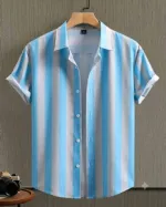 Men's Half Sleeve Micro Fabric Vertical Stripe Casual Shirt